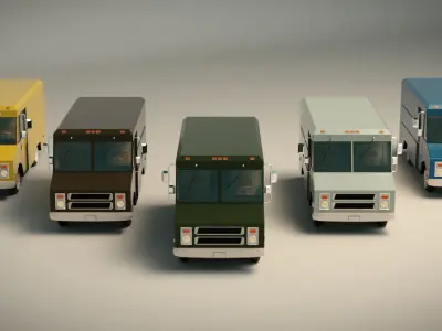 Low Poly Transporter Van 03 Low-poly 3D model