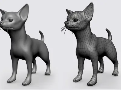 Chihuahua Dog II BaseMesh Low-poly 3D model
