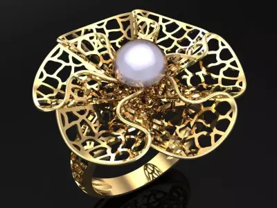  Mesh flower ring - Italian rings - Womens Rings - N6533 3D print model