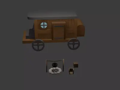 Cart Wooden 3D model