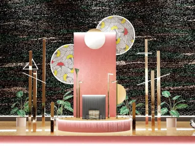 Golden sticks for environment decoration Low-poly 3D model