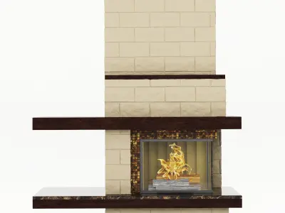 modern marble fireplace 3D model