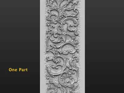 Carved Decorative Panel for CNC  Furniture Facade Ornament 3D print model