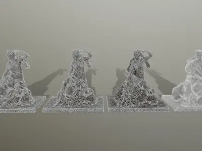 statue 6 of woman holding child Low-poly 3D model