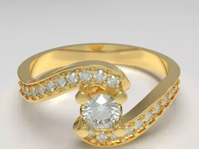 Bypass soltaire engagement ring 3D print model