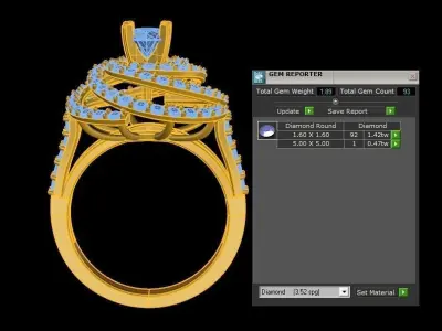 R215 diamond ring cad file design  3D model