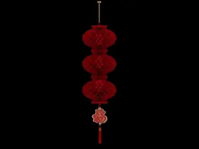 Chinese red tissue  honeycomb Lantern 3D model