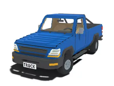 Voxel Pickup Single Cab Low-poly 3D model