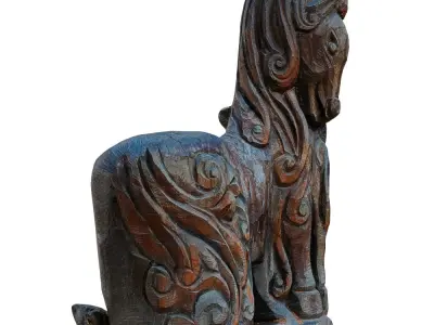 Wooden Horse Figurine 3D model