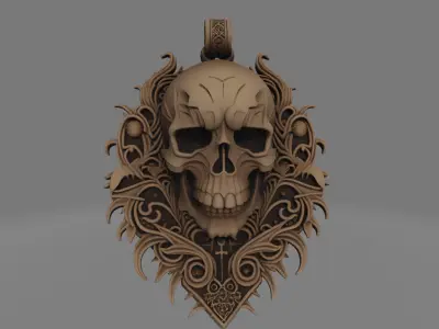 Gothic Skull Pendant  Intricate Jewelry Design 3D print model
