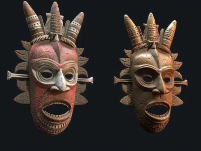 African mask 6 Low-poly 3D model