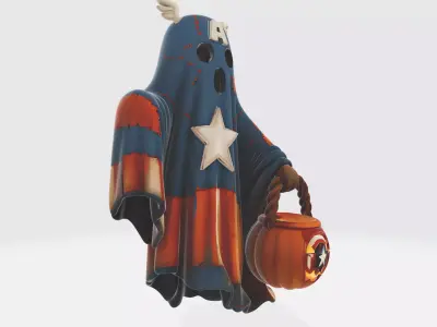 Captain America Ghost Halloween Decor Superhero Pumpkin  3D print model