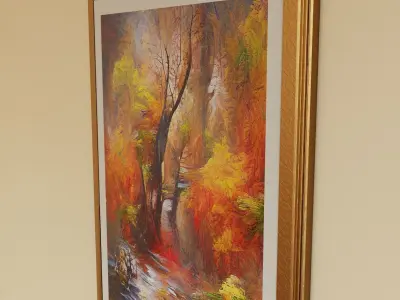 Framed Nature Oil Painting 1 Low-poly 3D model