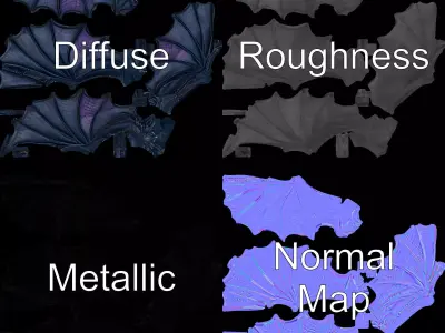 Gothic Dragon Wings model pack Low-poly 3D model