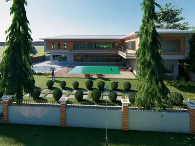 L-Shaped House Plans 3D model