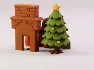 Family Celebrating Christmas 3D print model