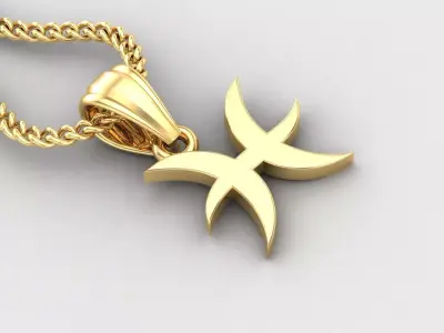 Pisces Light Gold Pendant Version 5 3D print model