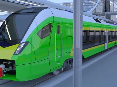 Station with Stadler Flirt II 3D model