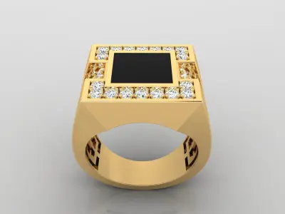 Ring M10   Mens luxury ring with enamel and gems 3D print model