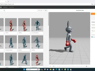 Boxing Rabbit Animal Animated Low-poly 3D model