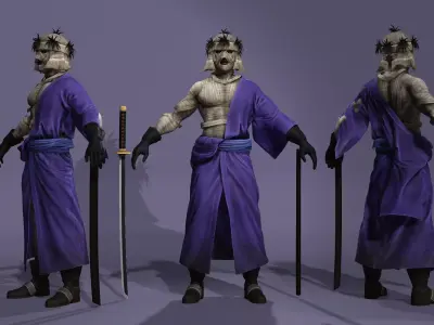 Samurai JUMP FORCE Shishio Makoto Realistic Next-Gen UE Engine 3D model