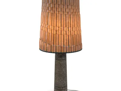 Decorative Base And Wool Shade Table Lamp PBR 3D model