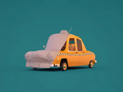 cartoon taxi  3D model