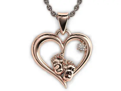 Baby feet in a heart pendant 3D print model 3D print model
