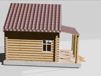 a round log house Low-poly 3D model