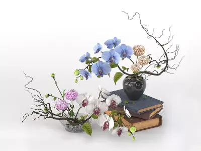 Orchid Flower Ikebana 3D model
