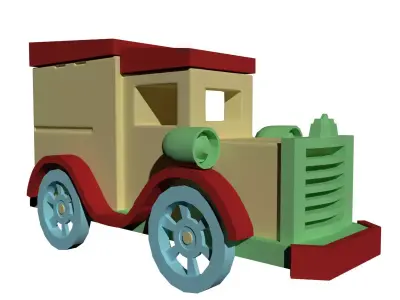 Low Poly Vintage Toy Car 3D Model Low-poly 3D model