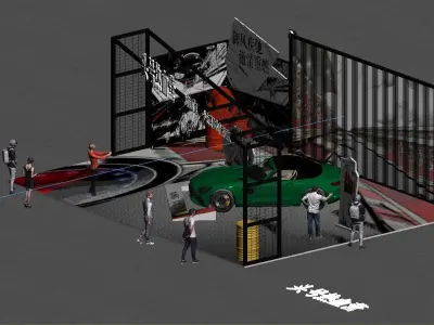 benz gt booth display outdoor 3D model