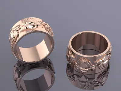 Jewelry Water Lily Ring Gold MK-078 3D print model