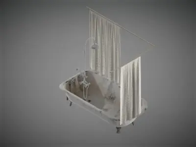  Old Bathtub - Low Poly 3D model