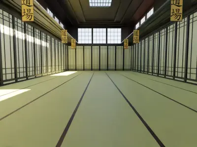 Kung-Fu Hall Low-poly 3D model