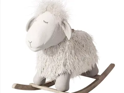 Rocking wool plush Lamb chair toy Rocker for Kids Room 3D model