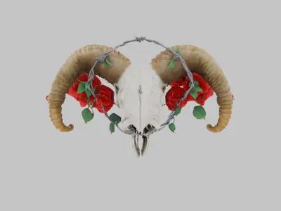 Stylized Ram Skull Emblem Low-poly 3D model