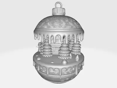Charming Winter Cabin Christmas Ornament Snowy Holiday Village  3D print model