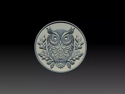 Owl 3D STL model for 3d printing and cnc curving 3D print model