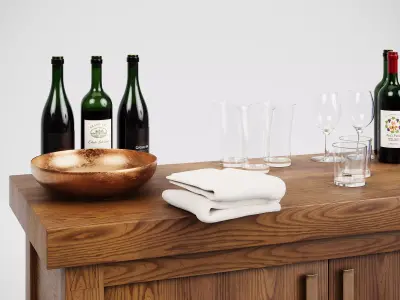 Reed Buffet Table 40 Inch Crate and Barrel 3DSsMax and UE5 C Low-poly 3D model