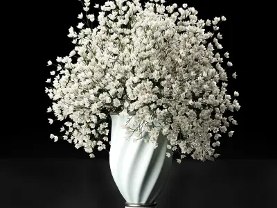 Bouquet of white flowers in a vase for decoration 107 3D model