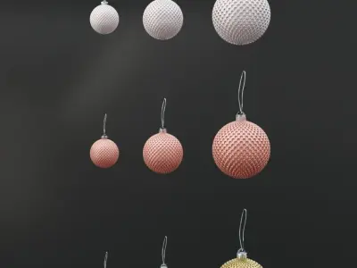 Christmas Tree Balls  in silver and peach and gold color 3D model