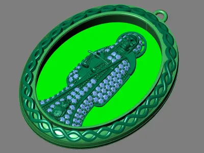  santa muerte holy death small size pendant 3D STL 3DM skull 3D print model