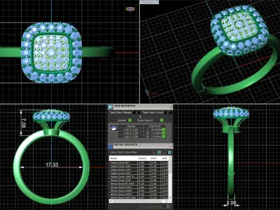 Engagement ring Cusion head shape  Printable model 3D print model