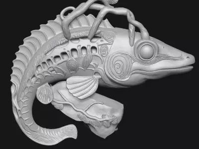 Fish sculpture 3D print model