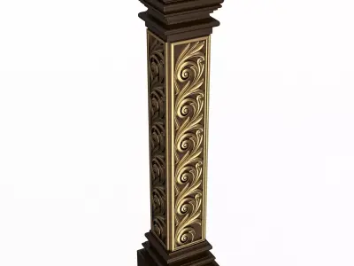 Stair Baluster 04 Red Low-poly 3D model