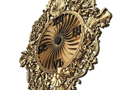 Classic Wall Clock 010 Gold Low-poly 3D model