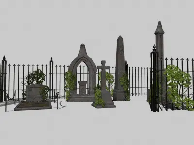 Old Gravestones  Low-poly 3D model