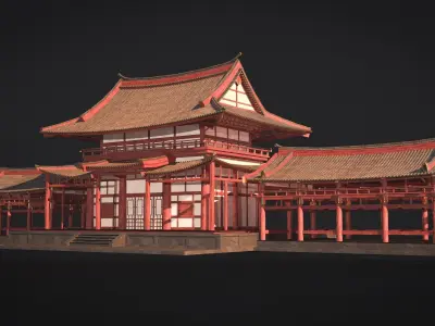Japanese Temple Low-poly 3D model order