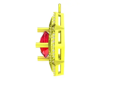 Luxury Square Halo Ruby Pendant 3D Model 5051 3D print model